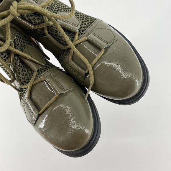 Sorel Green Mesh Patent Leather Lace UP High Top Booties 6.5 - Picture 6 of 7